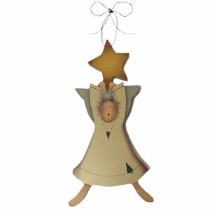 Precious Angel Christmas Ornament Holding Star Holiday Decorations Cream Blue